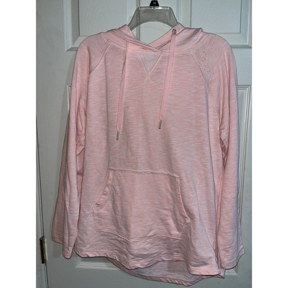 Calvin Klein Women's LG Peach Color Hoodie ,‎ Front Pockets, Distressed